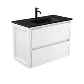 Fienza 900mm Dolce Matte Black Top Hampton Wall Hung Vanity